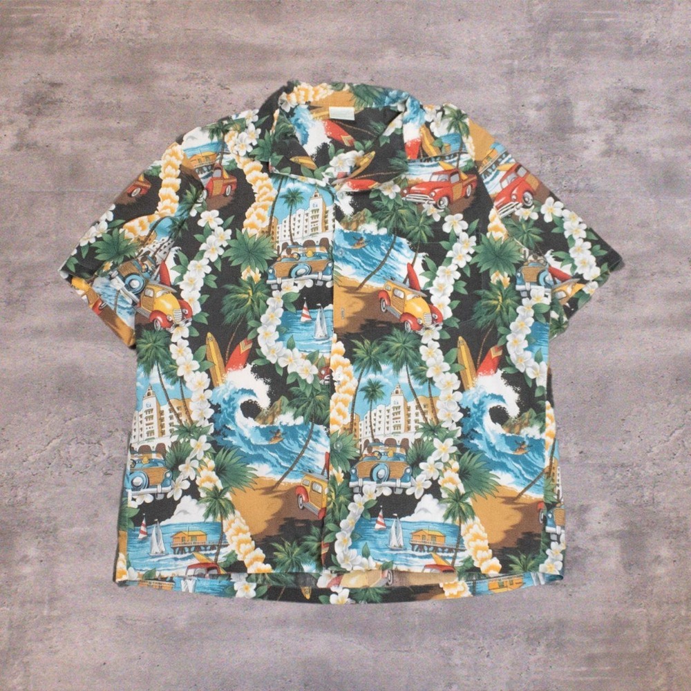 Hawaiian Made in Hawaii All Over Print Short Sleeve Button Up Cam Collar  Shirt